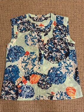 J. Crew Floral Sleeveless Camisole - Blue, Coral & Mint